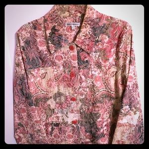 Rebecca Malone Cotton Blend Brocade Blazer.